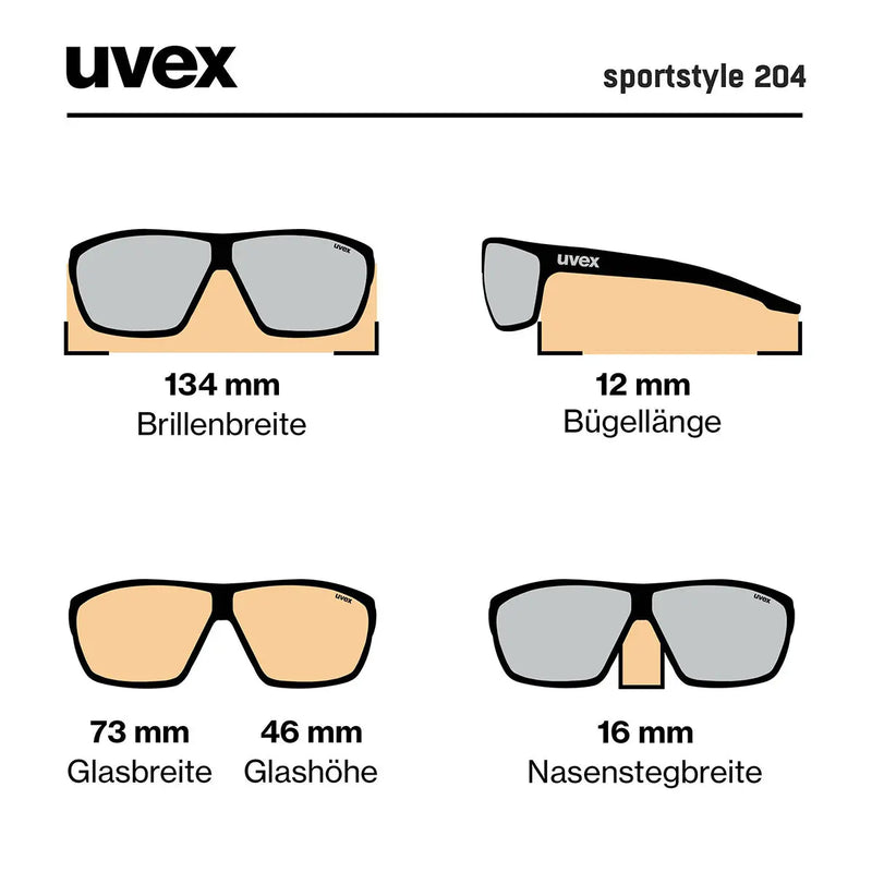 Uvex SP 204 Sunglasses - Black/Orange- Great Outdoors Ireland