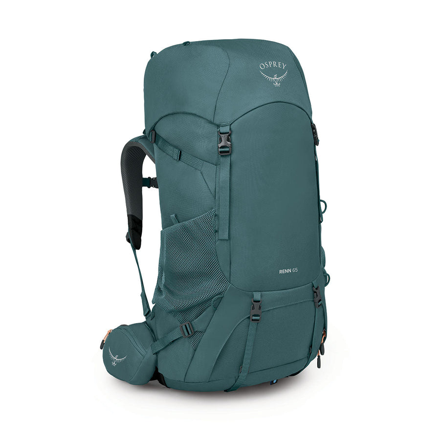 Osprey Renn 65L Trekking Pack side profile, Cascade Blue/Melon