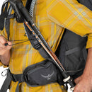 Osprey Stratos 44 Hiking Backpack side pocket detail, lifestyle picture