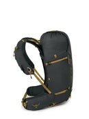 Osprey Talon Velocity 30 Backpack side profile, Dark Charcoal/Tumbleweed