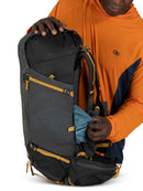 Osprey Talon Velocity 30 Backpack side profile, Dark Charcoal/Tumbleweed