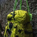Osprey Mutant 38 Backpack worn, top lid detail, Lemongrass