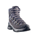 The Salomon Womens Quest 5 GORE-TEX Hiking Boot is shown angled on a white background, featuring high ankle support, thick laces, and a rugged sole—ideal waterproof boots for any adventure.