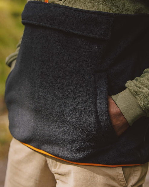 Passenger Woodland Hooded 1/2 Zip Polar Fleece - True Black/Khaki  