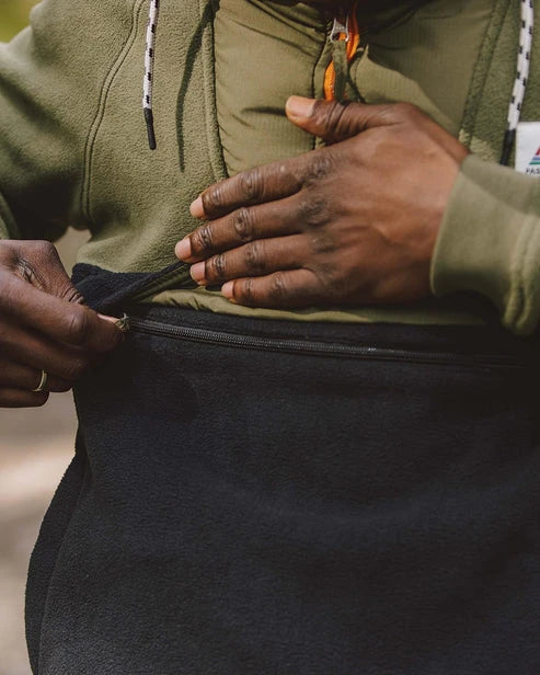 Passenger Woodland Hooded 1/2 Zip Polar Fleece - True Black/Khaki  