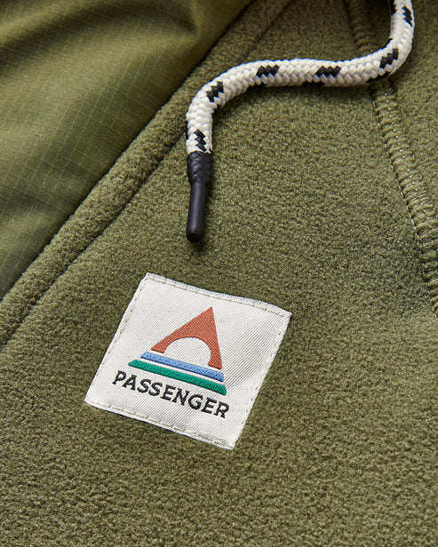 Passenger Woodland Hooded 1/2 Zip Polar Fleece - True Black/Khaki  