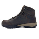 The Meindl Mens Trento GTX Walking Boots feature brown leather, dark laces through metal eyelets, padded ankle support, and a rugged black rubber sole, shown in profile against a white background.