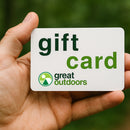 Great Outdoors Gift Card in hand