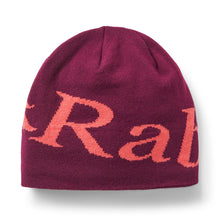 Rab Logo Beanie  n Mulberry purple with hibiscus on a white background