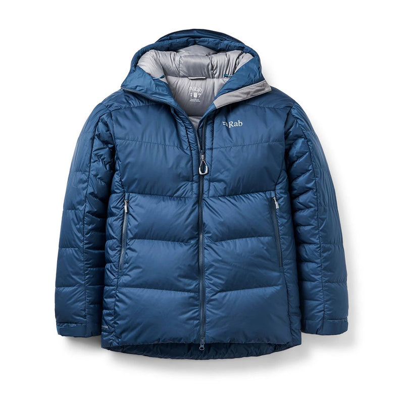 Rab Men's Positron Pro Down Jacket front flat lay, Tempest Blue
