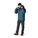 Rab Men's Positron Pro Down Jacket full length side profile, Tempest Blue