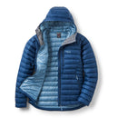 Rab Women's Microlight Alpine Down Jacket , Front view with zipper open