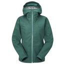Rab Women's Namche GORE-TEX Jacket front flat lay, Green Slate