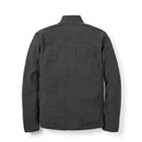 The Rab Mens Ramshaw Pull-On Fleece is shown from the back in dark gray, featuring a grid-like textured fabric pattern and a stand-up collar. Made with breathable Thermic™ fabric, this mens grid fleece midlayer offers warmth and comfort, making it ideal for both casual and outdoor wear.