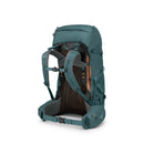 Osprey Renn 50L Backpack back view, Cascade Blue/Melon