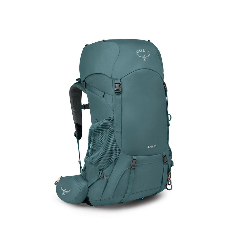 Osprey Renn 50L Backpack front view, Cascade Blue/Melon