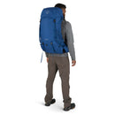 Osprey Rook 50 Backpack worn, full length side profile, Astology Blue