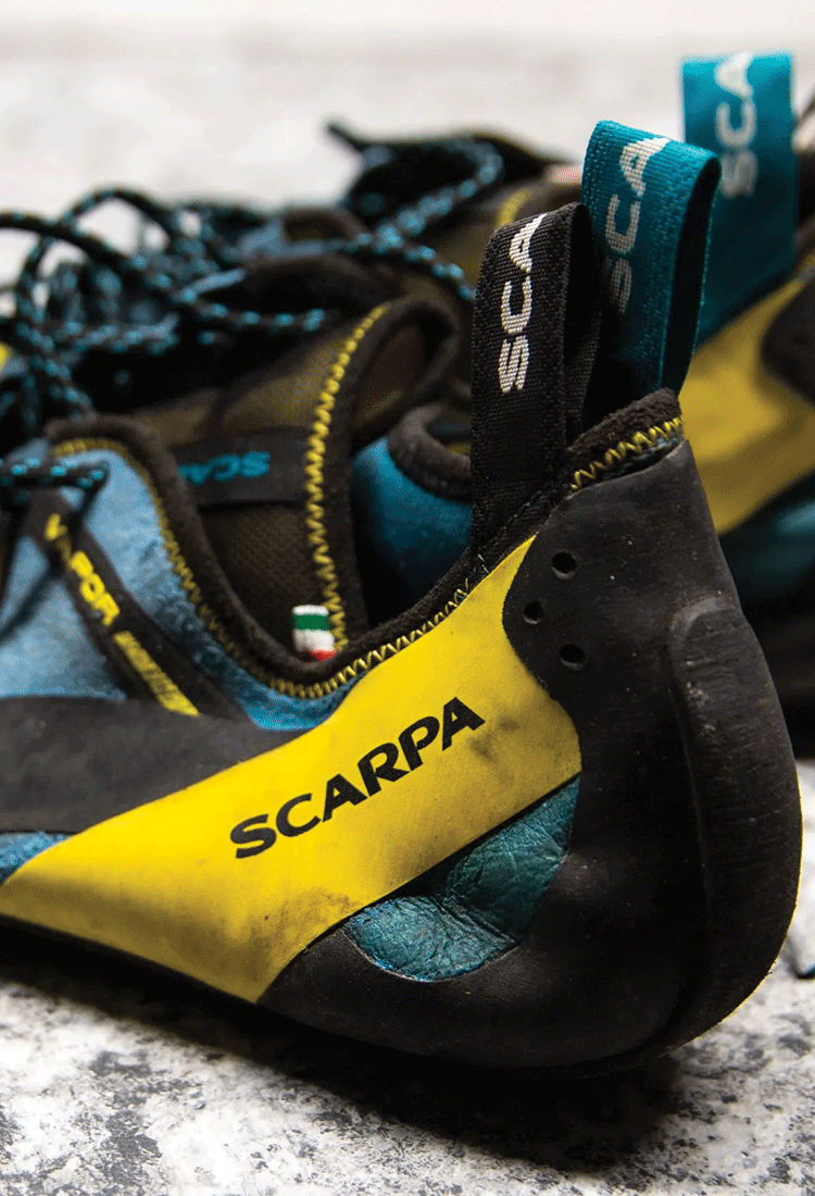 Scarpa climbing shoes for indoor and outdoor climbing