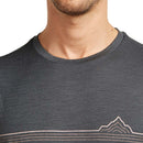 Icebreaker Men's 150 Tech Lite T-Shirt Range Stripes collar detail, Obsidian