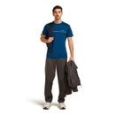 Icebreaker Men's 150 Tech Lite T-Shirt Range Stripes full length front, Atlantis