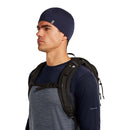 Icebreaker 200 Oasis Reversible Beanie worn, side profile, Dark Loden/Midnight Navy