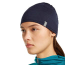 Icebreaker 200 Oasis Reversible Beanie worn, side profile, Dark Loden/Midnight Navy