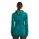Icebreaker Women's Merino 200 Realfleece Descender Hoodie back view, Tidal Teal