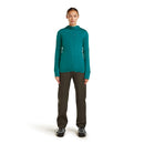 Icebreaker Women's Merino 200 Realfleece Descender Hoodie full length front, Tidal Teal