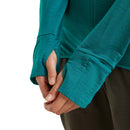Icebreaker Women's Merino 200 Realfleece Descender Hoodie fabric texture detail, Tidal Teal