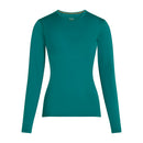 Icebreaker Women's Merino 200 Oasis Thermal Top front flat lay, Tidal Teal