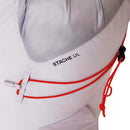 Close-up of a backpack with 'STACHE UL' branding on a white background