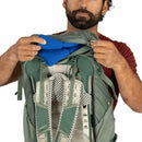 Osprey Stratos 44 Hiking Backpack side zip access, lifestyle picture