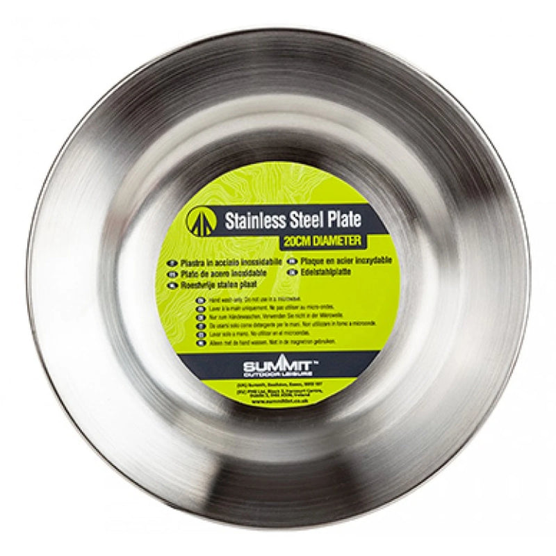 Summit International 20cm Stainless Steel Plate - Essential Camping Cookware