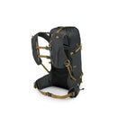 Osprey Talon Velocity 20 Backpack three-quarter view, Dark Charcoal/Tumbleweed