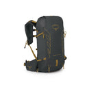 Osprey Talon Velocity 20 Backpack side profile, Dark Charcoal/Tumbleweed