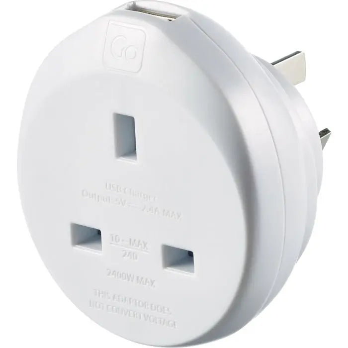 Go Travel UK-AUS Adaptor + USB- Great Outdoors Ireland