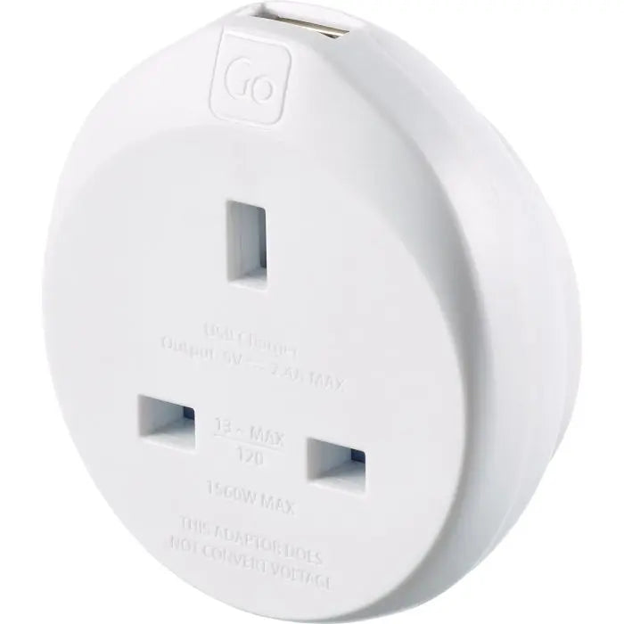 Go Travel UK-USA Adaptor + USB- Great Outdoors Ireland