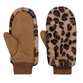 Women's Fur Mitts - Print Brown