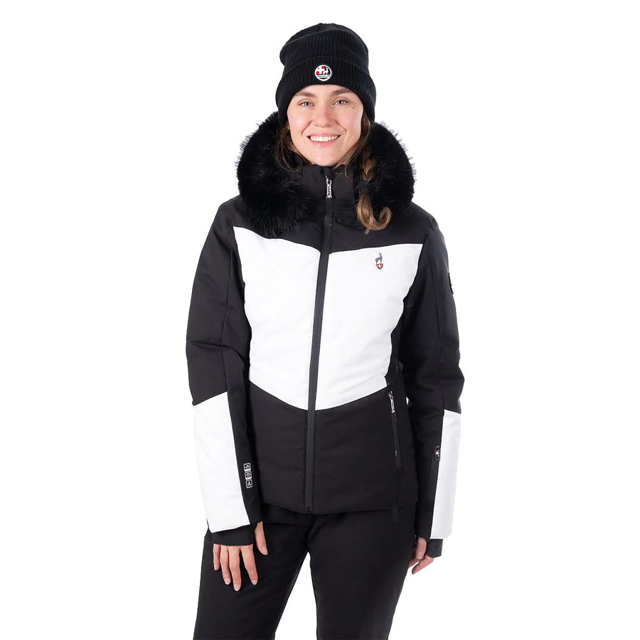 Smiling woman wearing an Aulp brand Women's Sandi Insulated Ski Jacket  