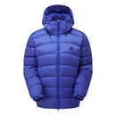 Women’s Lightline Down Jacket in blue, front view with hood