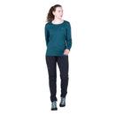 Women's Tempi LS Tee front view, Majolica Blue