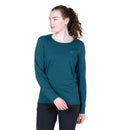 Women's Tempi LS Tee three-quarter front view, Majolica Blue