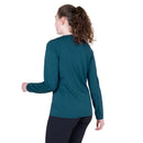 Women's Tempi LS Tee three-quarter back view, Majolica Blue
