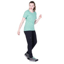 Women's Tempi T-Shirt side profile walking, Aqua