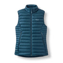 Rab Women's Microlight Down Vest full length front, Tempest Blue