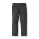 The Rab Womens Namche Hike GORE-TEX Pants are black waterproof trousers with an elastic waistband and zippered side pockets, shown against a white background. These hiking overtrousers feature full-length side zippers for easy on and off, making them ideal for wet weather adventures.