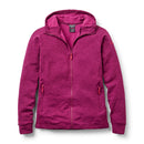 Purple fleece hiking hoodie with a Rab brand logo on a white background