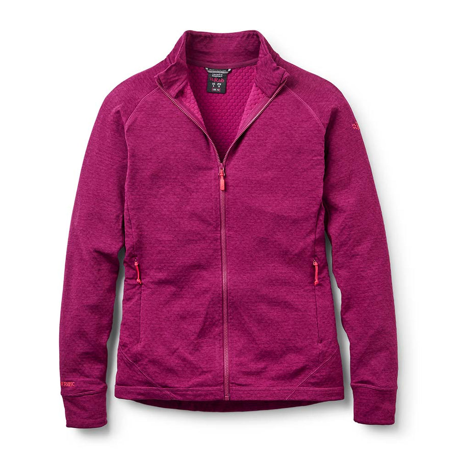 Rab Women's Nexus Fleece Jacket front flat lay, Mulberry
