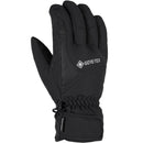 Black glove with Gore-Tex logo on a white background, Waterproof ski gloves with GORE-TEX ePE membrane and ergonomic fit. PFAS-free and made with recycled materials.