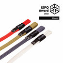 Set of colorful braided runners with ISPO Award 2022 winner badge on a white background